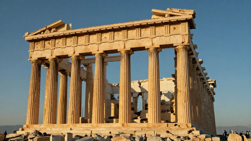 Ática antigua: columnas, arquitectura neoclásica dorada