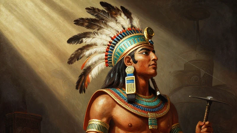 Guerrero azteca imponente con colores vibrantes