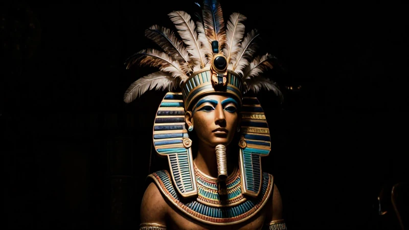 Emperador azteca con plumas, luz dramática