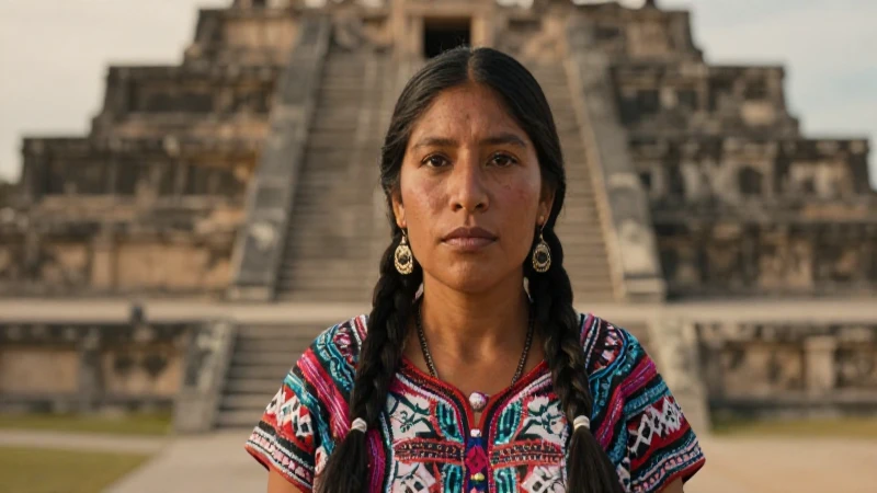 Línea de tiempo de la cultura Purépecha: historia y periodos 5 Mujer purépecha ante ruinas antiguas y luz cálida