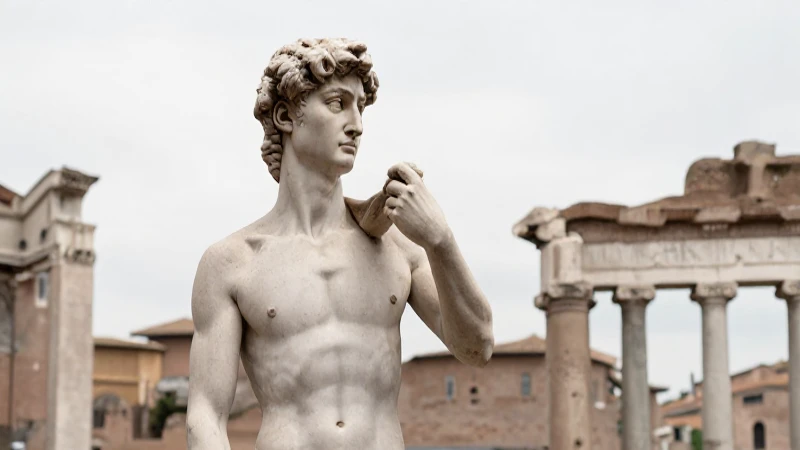 Cuáles son los periodos y etapas esenciales del arte 5 David en ruinas romanas, luz suave