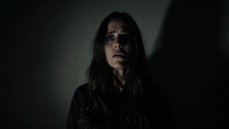 Mujer asustada, silueta oscura, imagen dramática