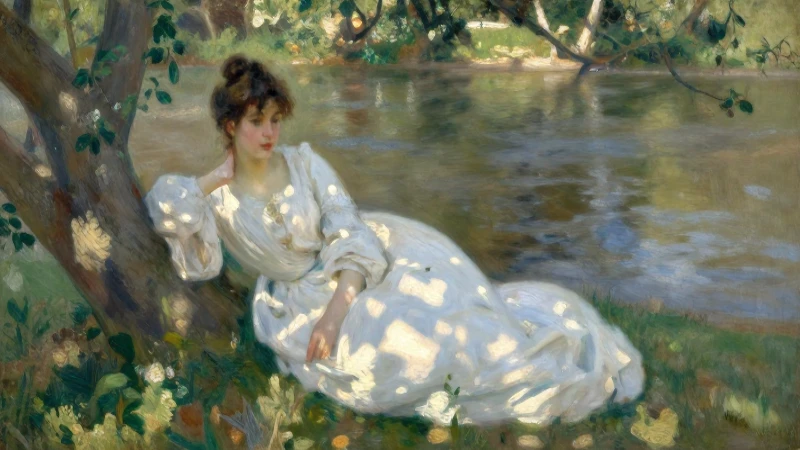 Quiénes son los pintores famosos en la historia del arte 4 Mujer vestida de blanco junto al río