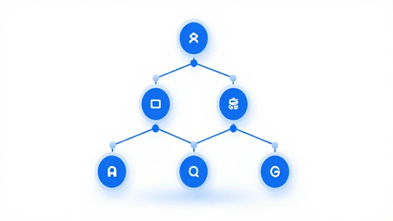 Diagrama jerárquico con diseño limpio y ángulo alto