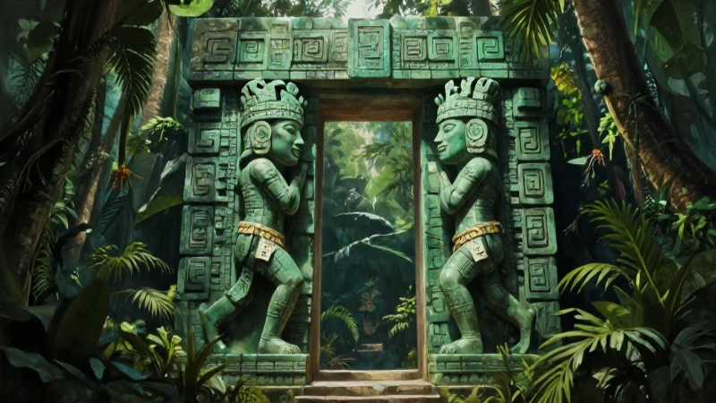 Hermanos mayas emergen de puerta jadeíta