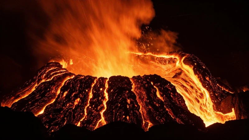 Volcán activo ilumina la superficie terrestre