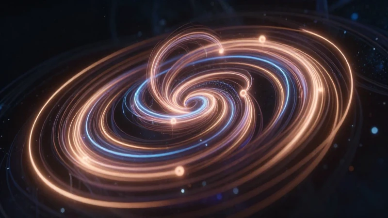 Ilustración cuántica, luces vibrantes y oscura