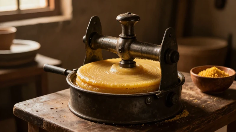 Prensa antigua para tortillas, maíz, taller rústico