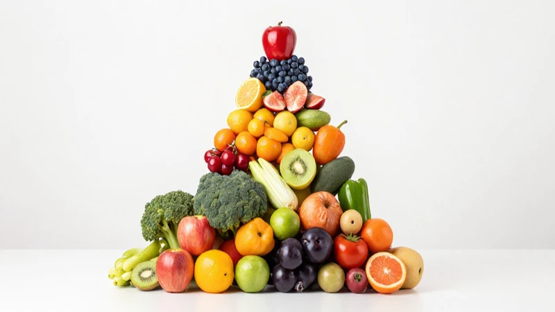 Mapa conceptual sobre alimentos para una buena alimentación 14 Pirámide colorida de alimentos frescos y vibrantes