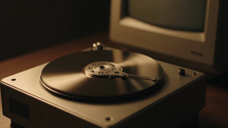 Primer disco duro: línea de tiempo de su evolución histórica 3 Computadora antigua con iluminación cinematográfica cálida