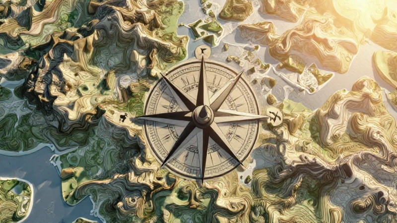 Fragmentos cartográficos iluminados por luz dorada