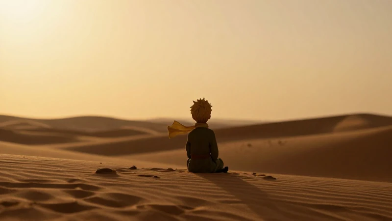 Silueta del príncipe pequeño en desierto cálido
