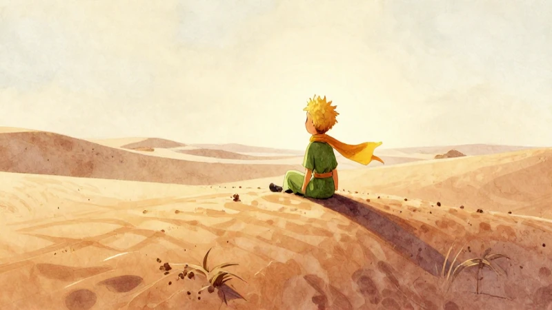 El principito en un desierto acuarelado