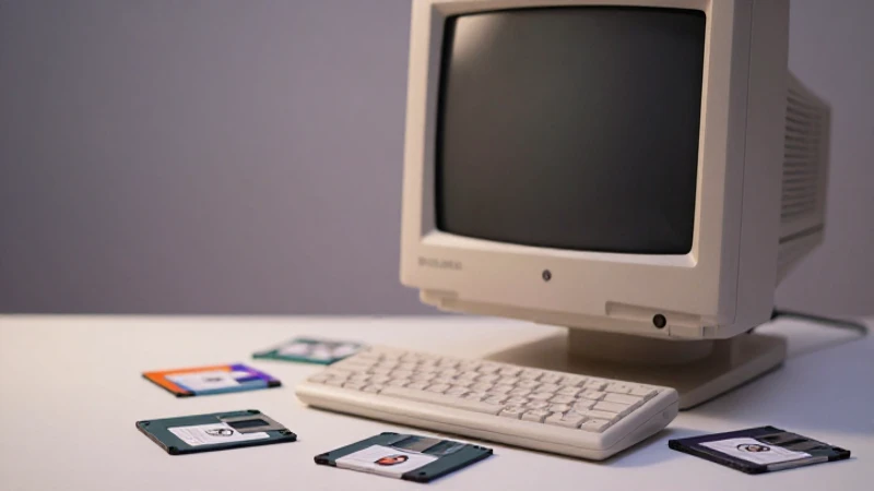 Monitor antiguo, discos y luz suave