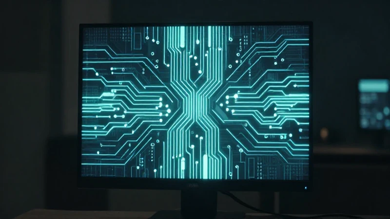 Monitor futurista con circuitos luminosos