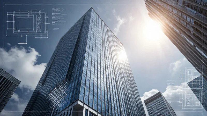 Edificio moderno con luz dramática y planos