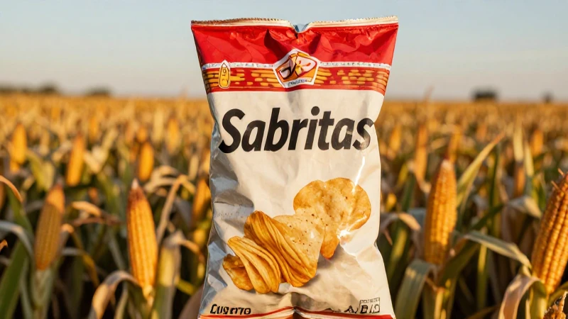 Bolsa vintage Sabritas con luz dorada