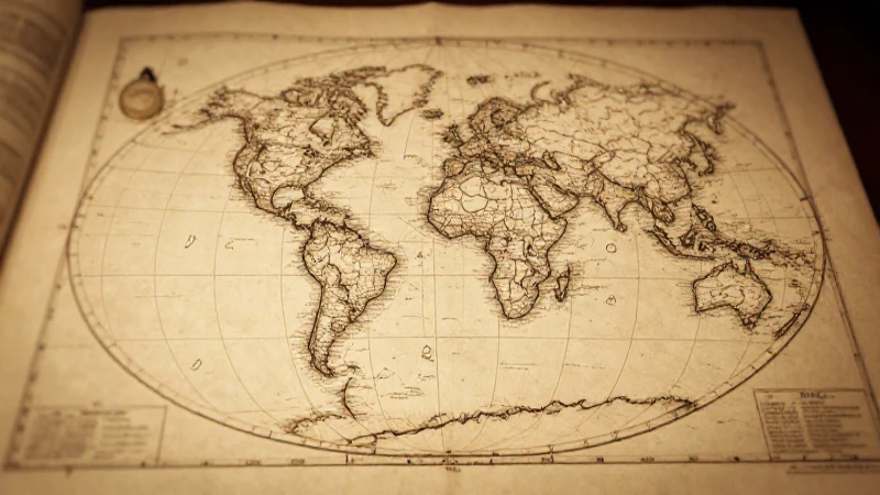 Mapa antiguo con luz suave y detallado