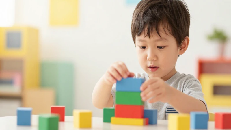 El Esquema psicomotricidad: una herramienta fundamental para el desarrollo infantil 4 Niño juega con bloques en fondo colorido