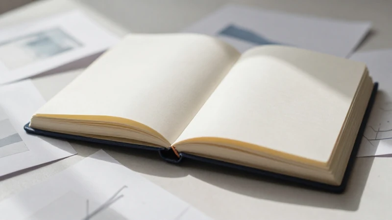 Libreta abierta con luz suave y artística