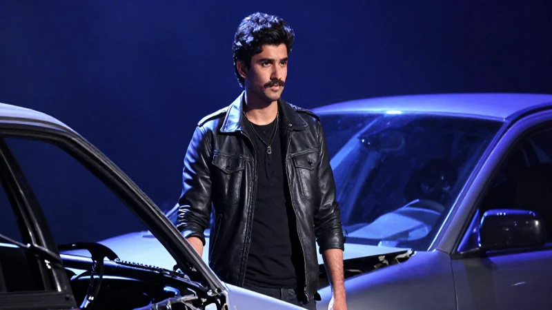 Joven con bigote, accidente dramático cinematográfico