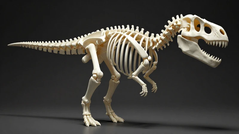 Esqueleto de dinosaurio impreso en 3D con detalle