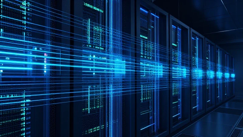 Cuál es la evolución del Sistema Operativo Solaris 8 Sala de servidores abstracta, neón futurista