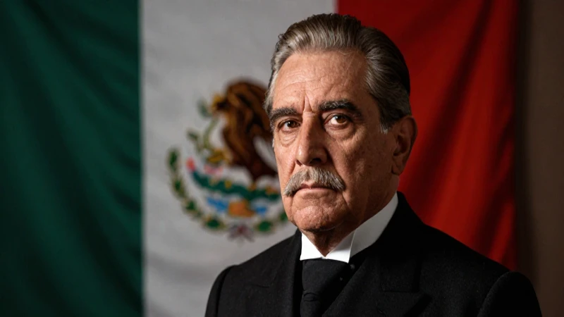 Retrato de Díaz sobre fondo mexicano dramático