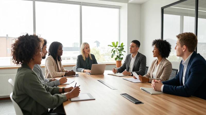 Qué significa 'staff' en un organigrama empresarial 8 Reunión diversa, oficina moderna, luz suave