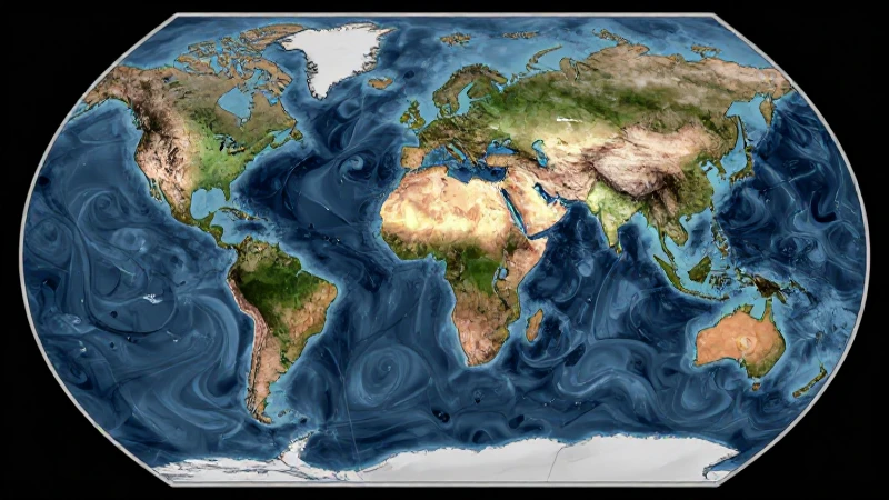 Mapa continental abstracto con luces dinámicas