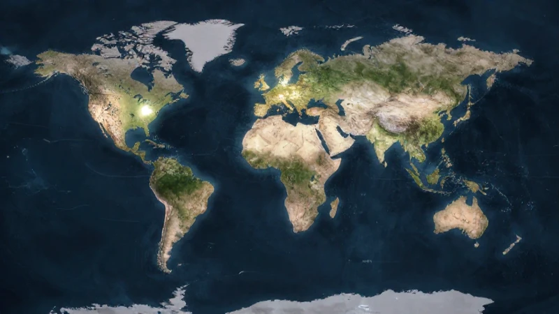 Mapa del mundo iluminado con perspectiva aérea