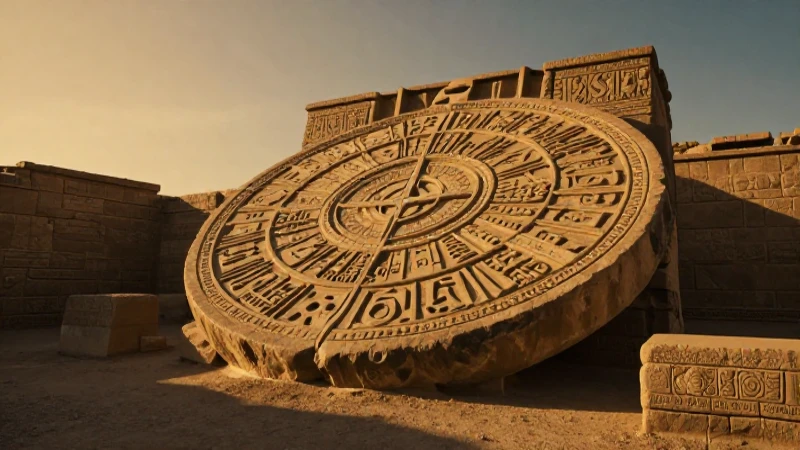 Ruinas aztecas iluminadas al atardecer cinematográfico