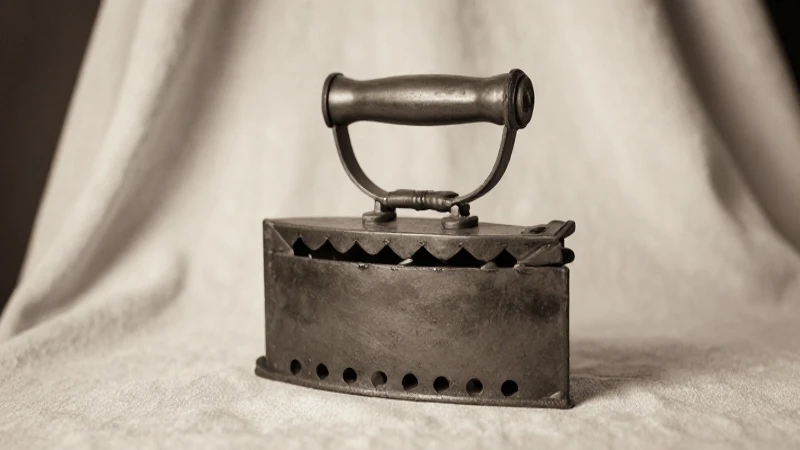 La línea del tiempo de la plancha: historia y evolución 5 Hierro antiguo, foto sepia con tacto suave