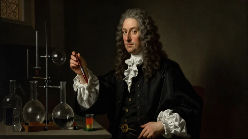 Cuáles son los químicos más importantes en la historia 3 Retrato barroco de Boyle con laboratorio