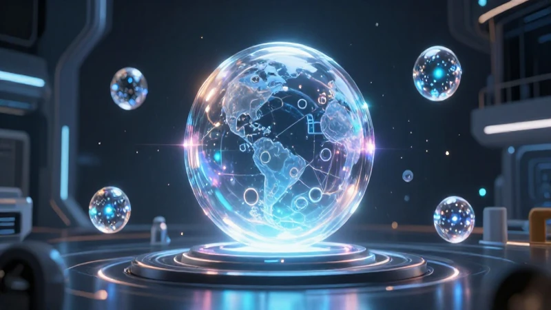 Computación cuántica futurista con iluminación cinematográfica