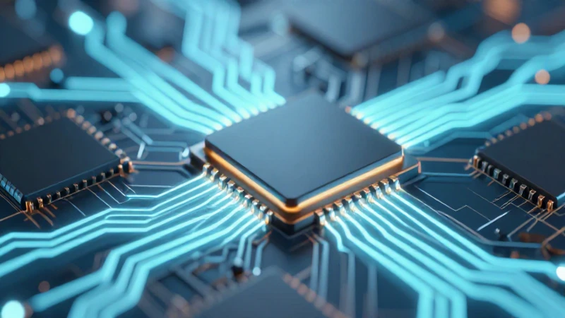 Microchips futuristas brillan con iluminación suave