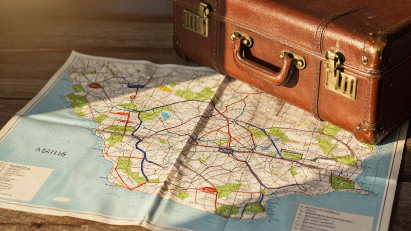 Esquema Recorrido: Descubre las claves para crear un plan de viaje perfecto 9 Mapa antiguo, maleta, luz cálida