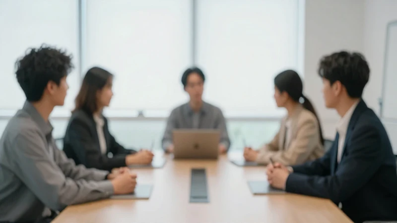 Oficina moderna, reunión borrosa con luz suave