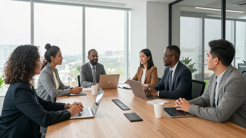 Reunión diversa en oficina moderna e iluminada