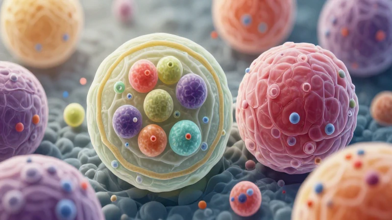 Células coloridas ilustradas con detalle microscópico