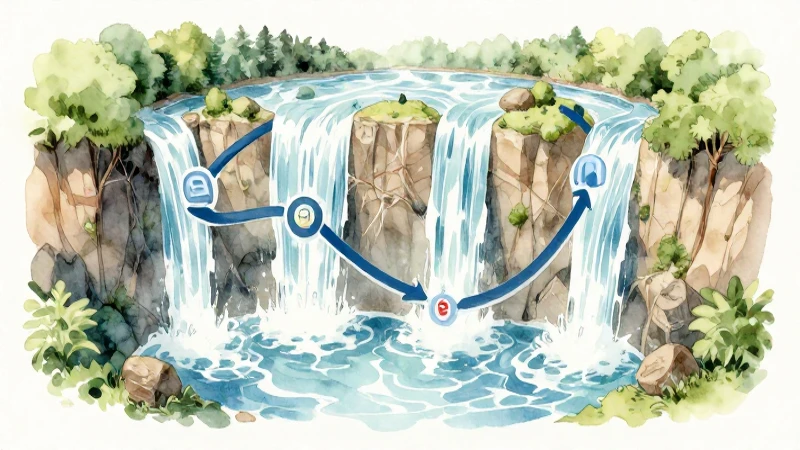 Ciclo del agua ilustrado suavemente desde arriba