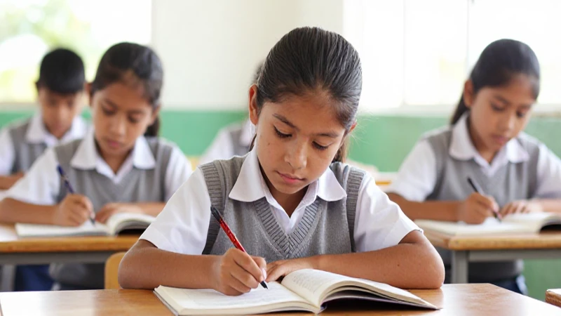 Niños mexicanos estudian bajo luz suave