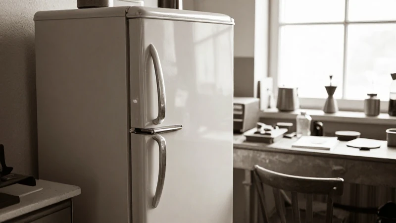 Cuál es la historia de los refrigeradores a través del tiempo 3 Nevera antigua, desorden creativo, luz suave