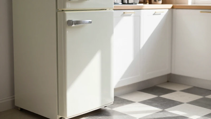 Cuál es la historia de los refrigeradores a través del tiempo 5 Refrigerador vintage en cocina retro luminosa