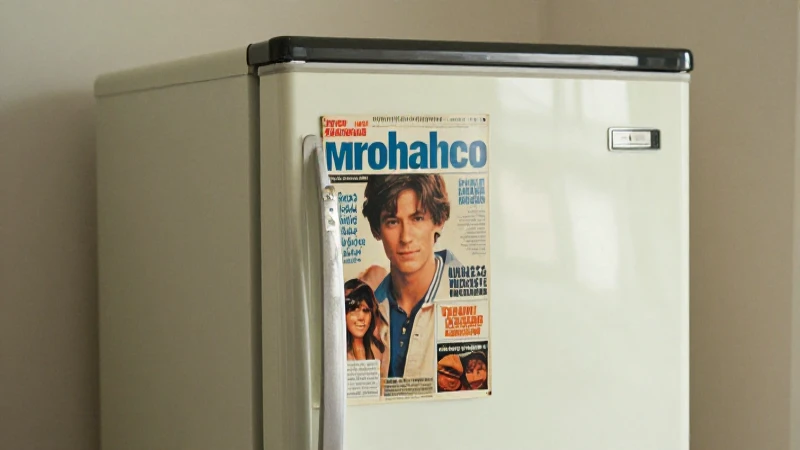 Cuál es la historia de los refrigeradores a través del tiempo 6 Refrigerador retro, luz suave y poca profundidad