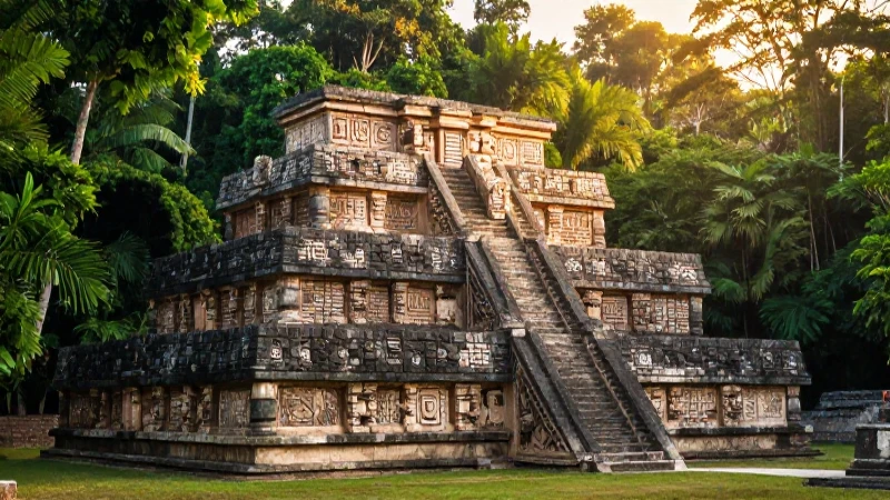 Templo mixteca antigua bañada por la tarde