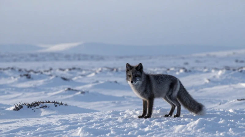 Zorro ártico en tundra nevada, cinematográfico