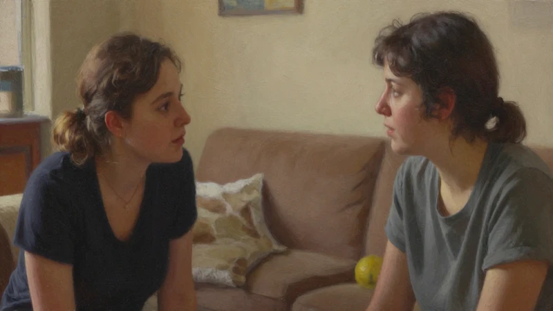 Conversación íntima en cálida estancia realista