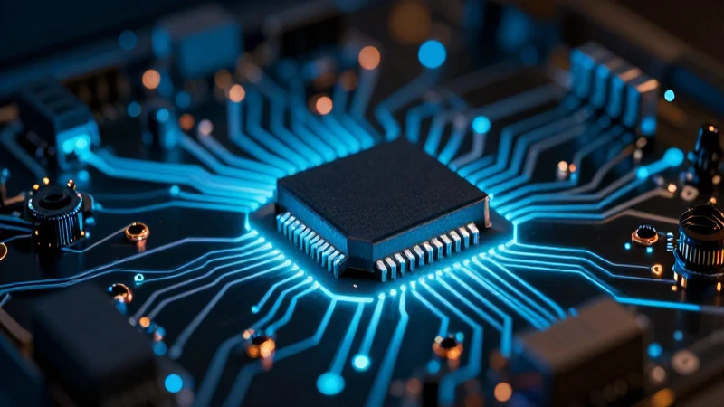 Electrónica brillante en esquema detallado