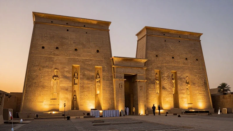 Zigurats mesopotámicas al atardecer con iluminación volumétrica